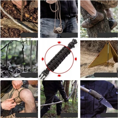 Bransoleta paracord survival krzesiwo, gwizdek Coyote