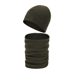 Czapka polarowa beanie z kominem zielona Camo