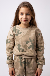 Bluza dresowa moro dla dziewczynki krótka WZ.93 pustynna Produkt Polski